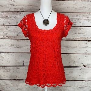 Verve Ami Red Lace Blouse Medium